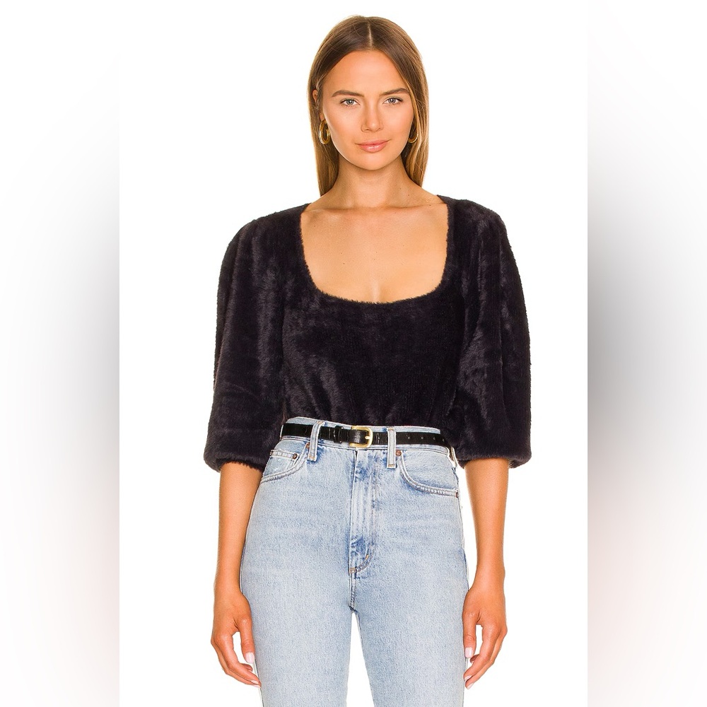 NWT Free People Black Moonbeam Pullover Top Size XL